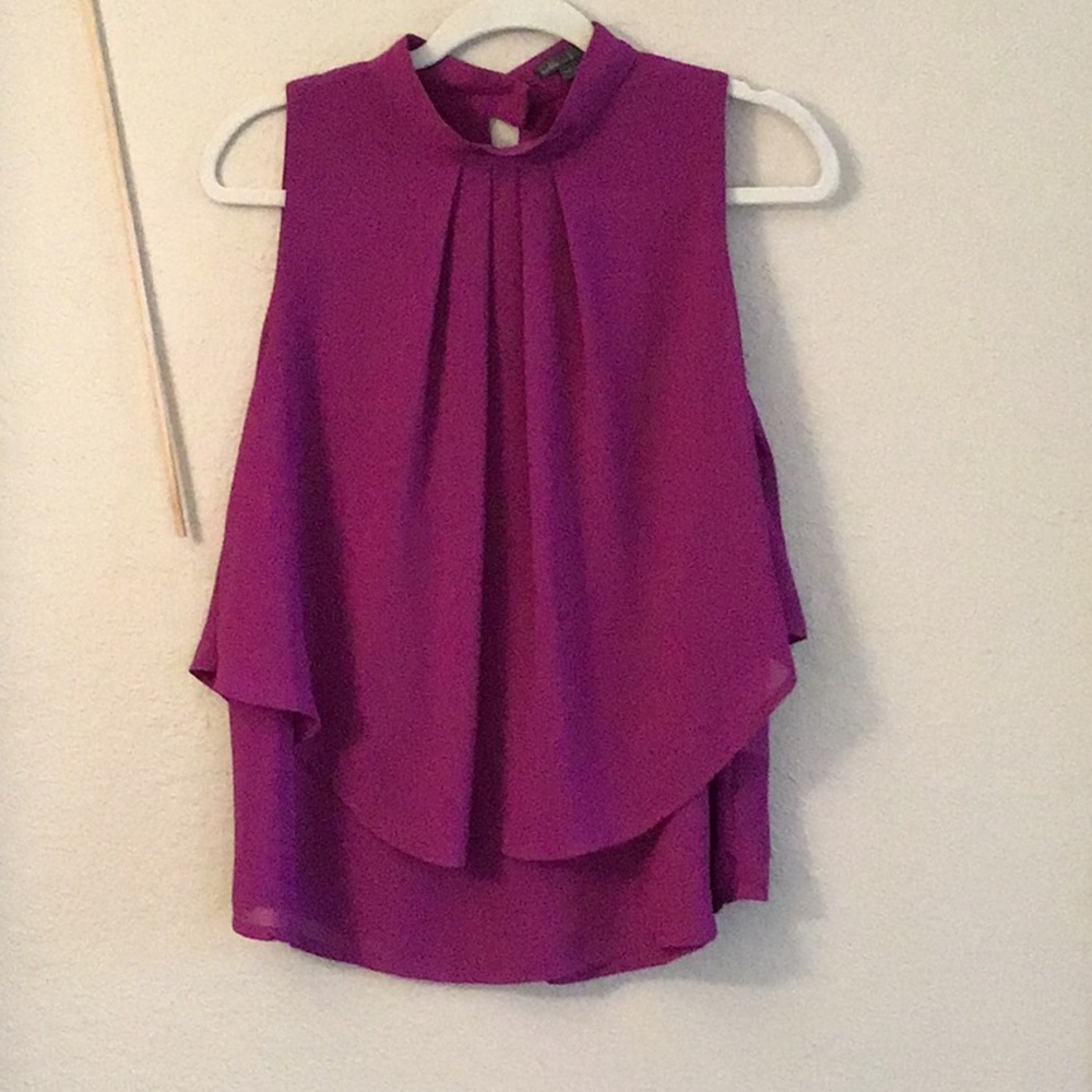 DREAMY PLUM FRONT DRAPED SLEEVELESS TOP / LG